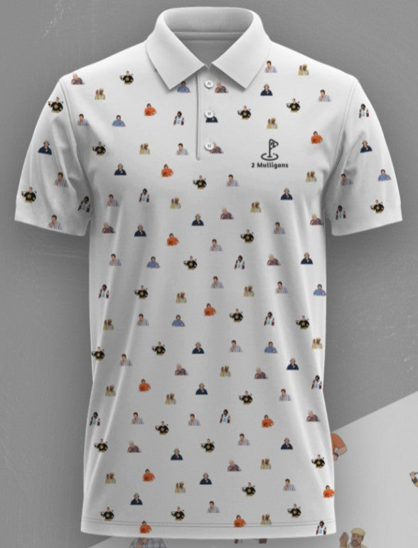 2Mulligans White Happy Hackers Polo